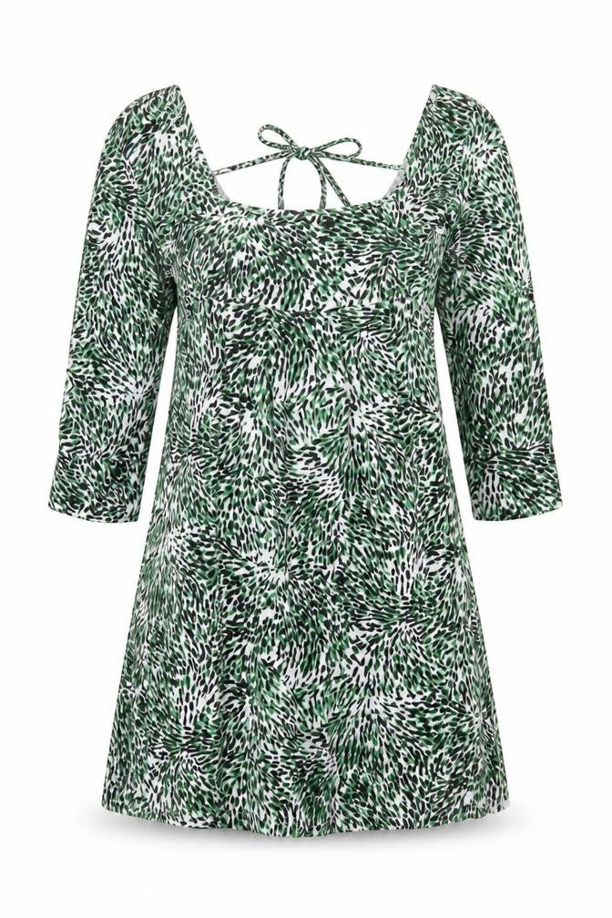 Miss Selfridge Womens Green Animal Print Tunic Blouse Size 10