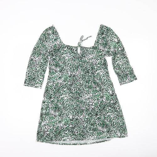 Miss Selfridge Womens Green Animal Print Tunic Blouse Size 10
