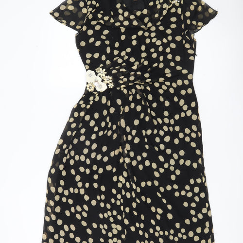 Fenn Wright Manson Women’s Black Polka Dot Silk Sheath Dress Size 10