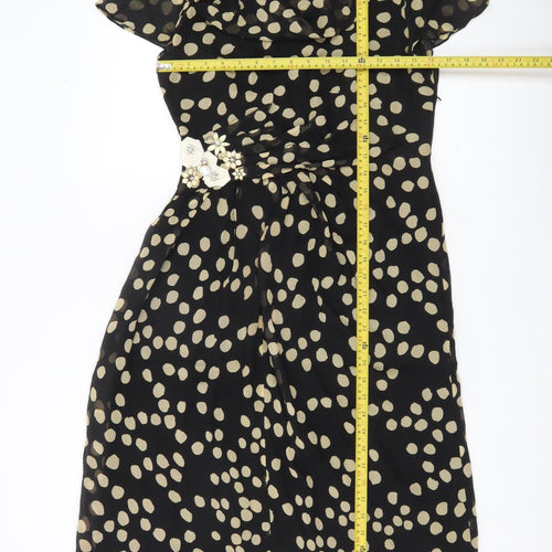 Fenn Wright Manson Women’s Black Polka Dot Silk Sheath Dress Size 10