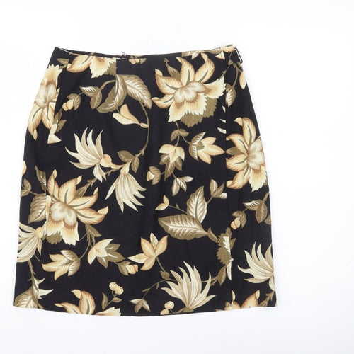 Intriguing Threads Women’s Black Floral Rayon Pencil Skirt Size 10