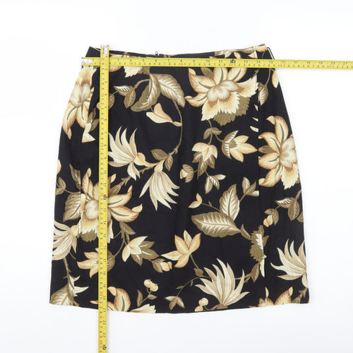 Intriguing Threads Women’s Black Floral Rayon Pencil Skirt Size 10