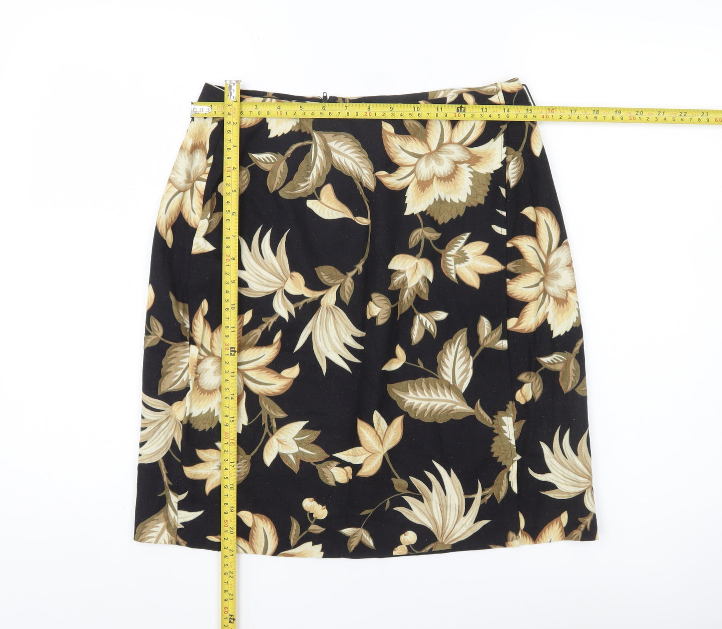 Intriguing Threads Women’s Black Floral Rayon Pencil Skirt Size 10