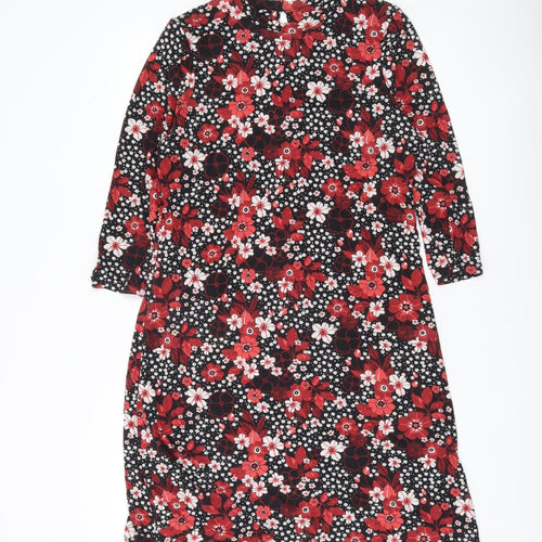 Marks and Spencer Women’s Black Floral Shift Dress UK 12 Long Sleeve