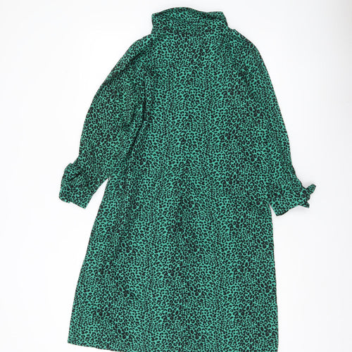Dancing Leopard Women Green Animal Print Shirt Dress Size 12