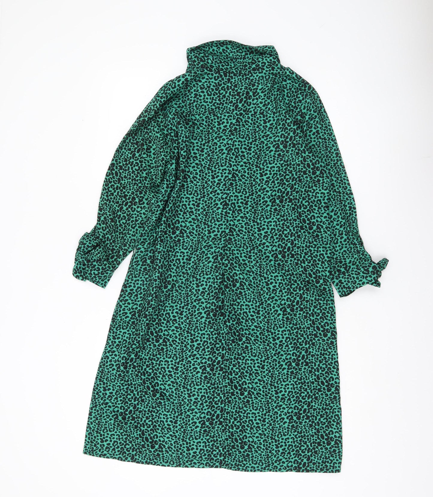 Dancing Leopard Women Green Animal Print Shirt Dress Size 12