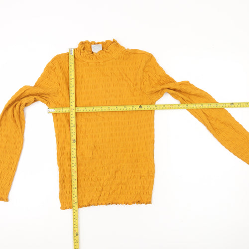 Jacqueline de Yong Women’s Yellow XS Slim Fit Mock Neck Top