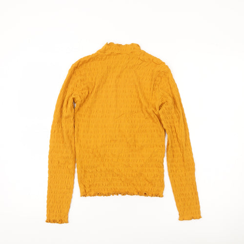 Jacqueline de Yong Women’s Yellow XS Slim Fit Mock Neck Top