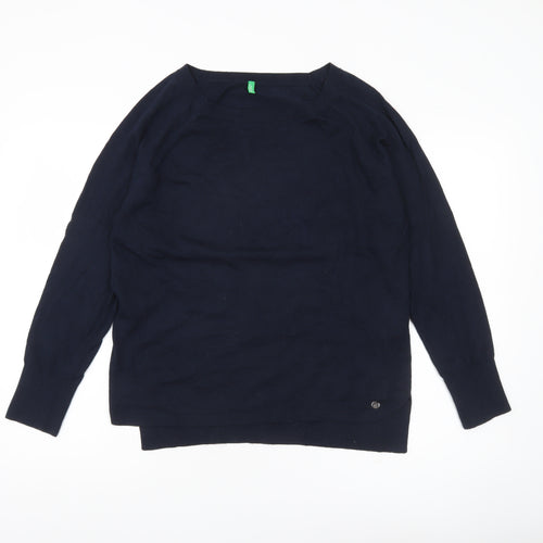 United Colors of Benetton Women’s Blue L Pullover Boat Neck Jumper