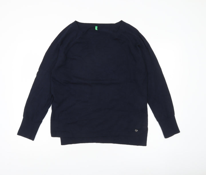 United Colors of Benetton Women’s Blue L Pullover Boat Neck Jumper