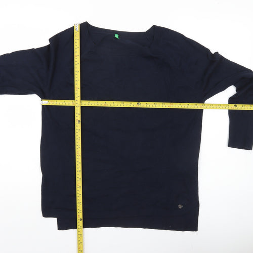 United Colors of Benetton Women’s Blue L Pullover Boat Neck Jumper