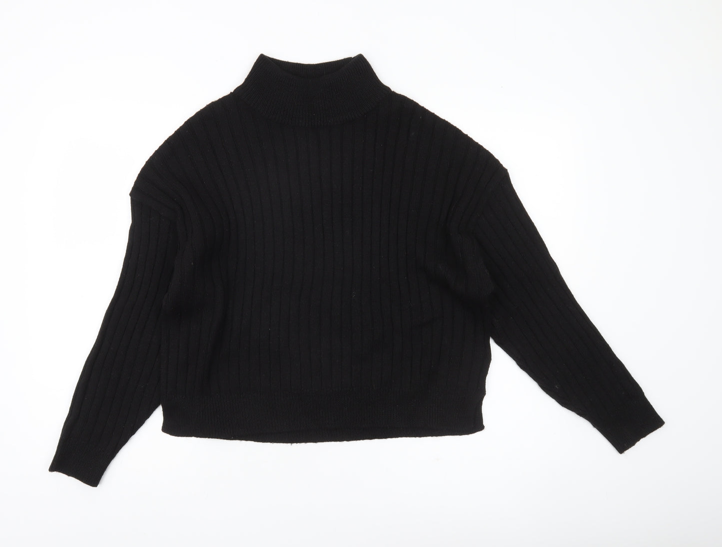 Topshop Women’s Black Mock Neck Rib Knit Jumper Size M