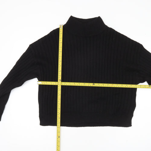 Topshop Women’s Black Mock Neck Rib Knit Jumper Size M
