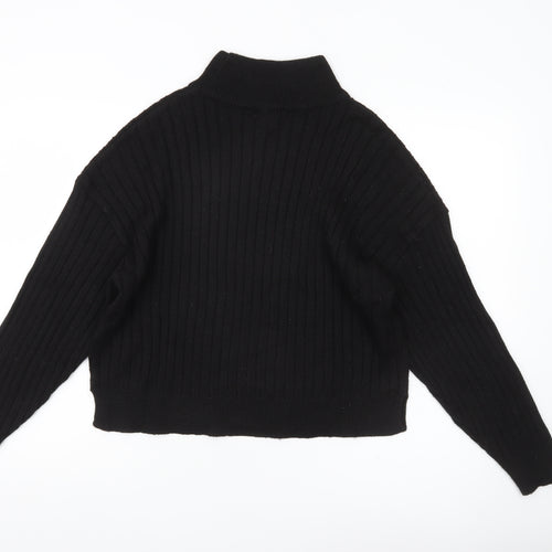 Topshop Women’s Black Mock Neck Rib Knit Jumper Size M