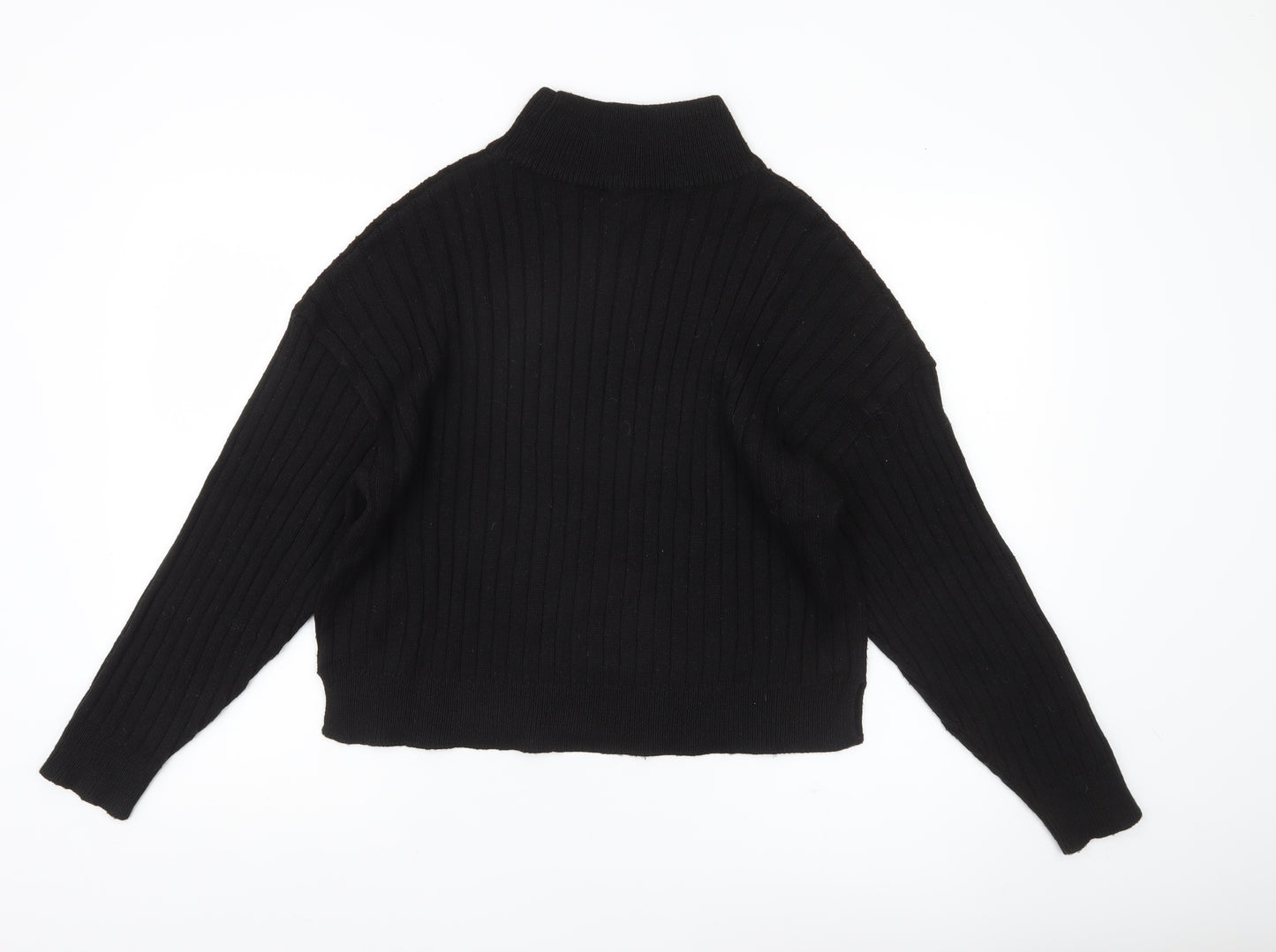 Topshop Women’s Black Mock Neck Rib Knit Jumper Size M