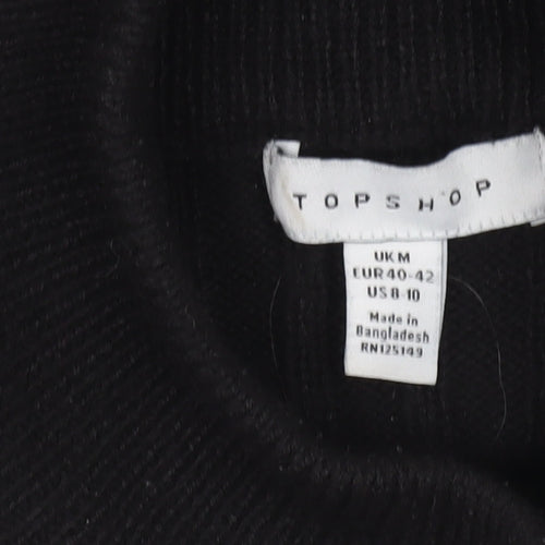 Topshop Women’s Black Mock Neck Rib Knit Jumper Size M