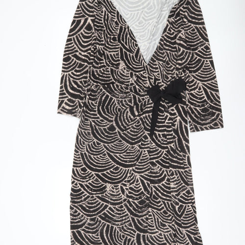 Fenn Wright Manson Women’s Black Geometric Wrap Dress Size 16