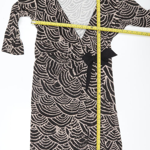 Fenn Wright Manson Women’s Black Geometric Wrap Dress Size 16