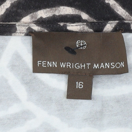 Fenn Wright Manson Women’s Black Geometric Wrap Dress Size 16