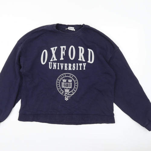 Stradivarius Oxford University Navy Sweatshirt Women M Cotton Blend