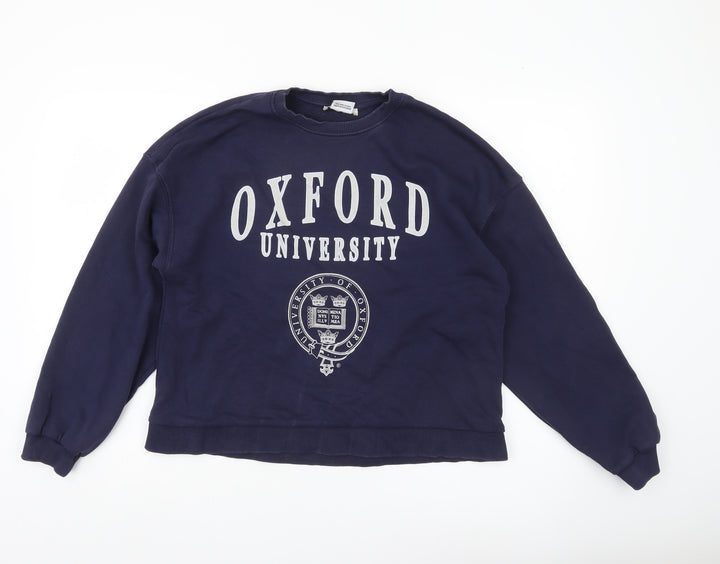 Stradivarius Oxford University Navy Sweatshirt Women M Cotton Blend