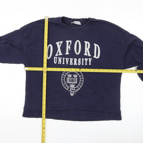 Stradivarius Oxford University Navy Sweatshirt Women M Cotton Blend