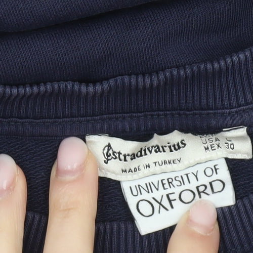 Stradivarius Oxford University Navy Sweatshirt Women M Cotton Blend