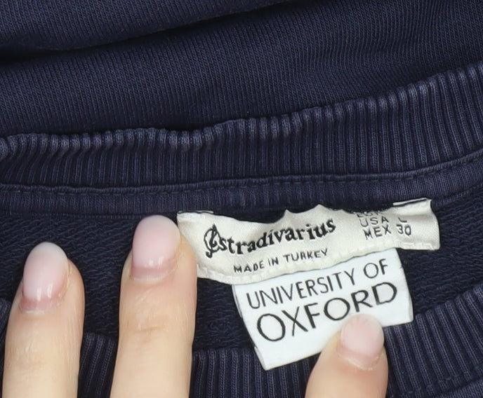 Stradivarius Oxford University Navy Sweatshirt Women M Cotton Blend