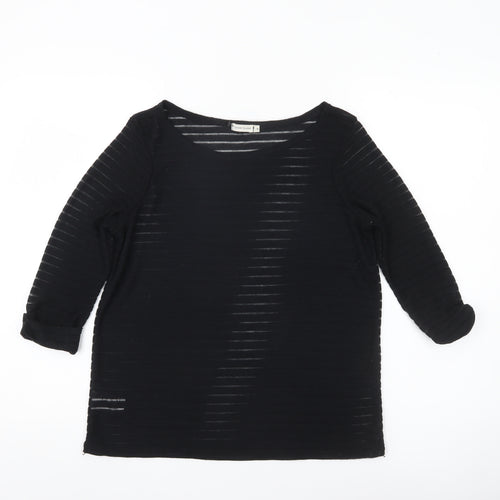 River Island Womens Black Size 8 Pullover Jumper Boat Neck 3/4 Sleeve