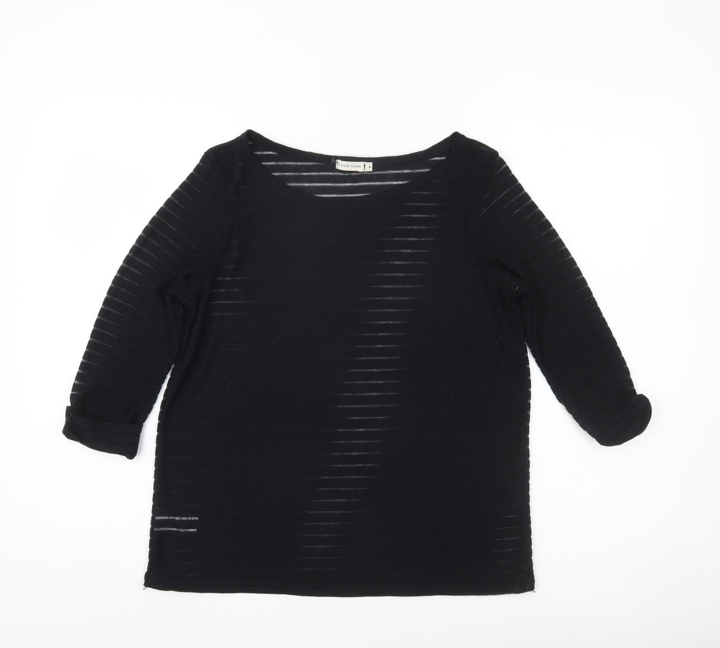 River Island Womens Black Size 8 Pullover Jumper Boat Neck 3/4 Sleeve