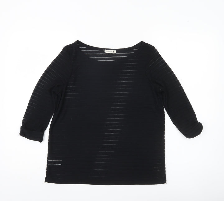 River Island Womens Black Size 8 Pullover Jumper Boat Neck 3/4 Sleeve