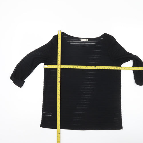 River Island Womens Black Size 8 Pullover Jumper Boat Neck 3/4 Sleeve