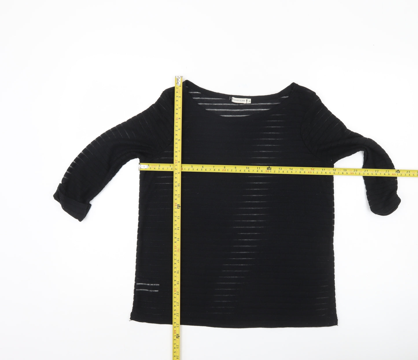 River Island Womens Black Size 8 Pullover Jumper Boat Neck 3/4 Sleeve