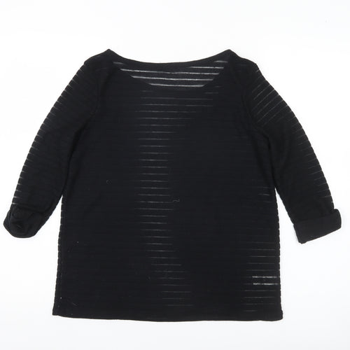 River Island Womens Black Size 8 Pullover Jumper Boat Neck 3/4 Sleeve