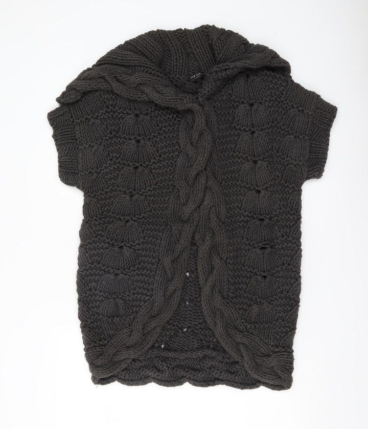 Ted Baker Womens Black Size 12 Chunky Knit Cotton Shrug