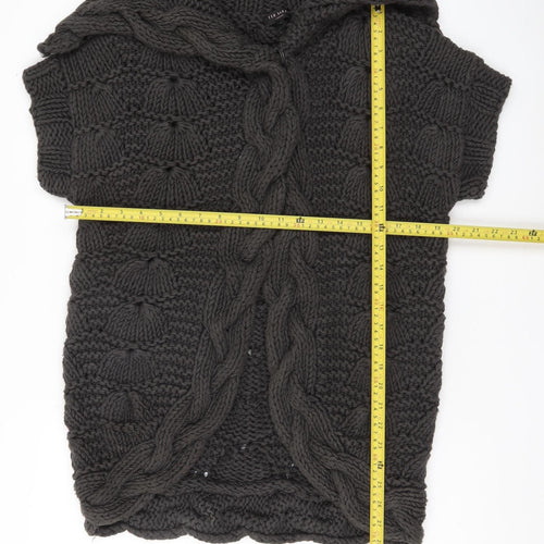 Ted Baker Womens Black Size 12 Chunky Knit Cotton Shrug