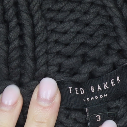 Ted Baker Womens Black Size 12 Chunky Knit Cotton Shrug