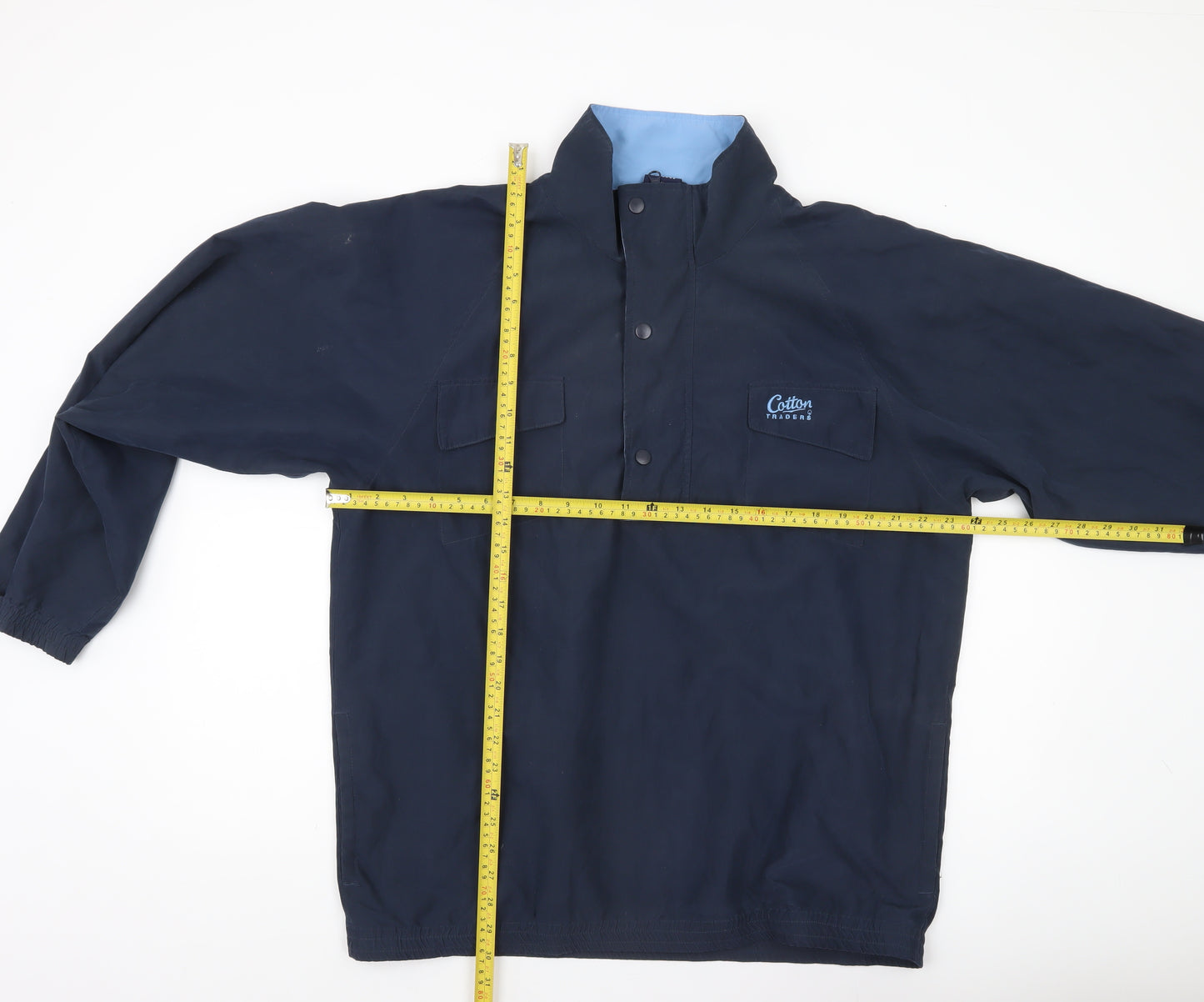 Cotton Traders Men's Blue M Basic Jacket 1/4 Zip Stand Collar