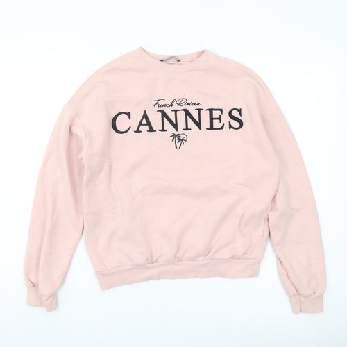 Select Womens Pink Pullover Sweatshirt XS Cannes Print Casual