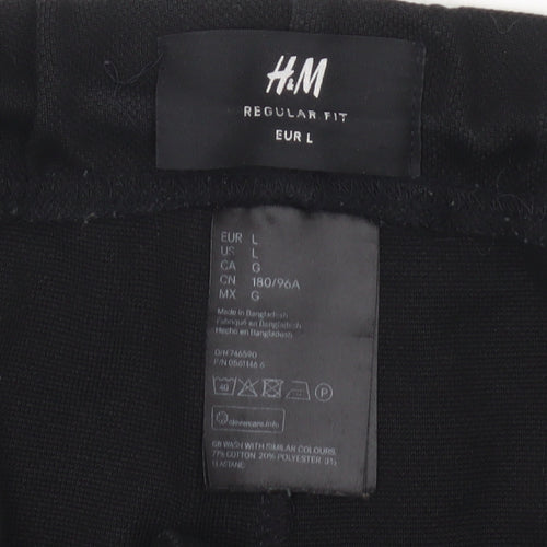 H&M Women’s Black Regular Fit Elastic Waist Trousers L