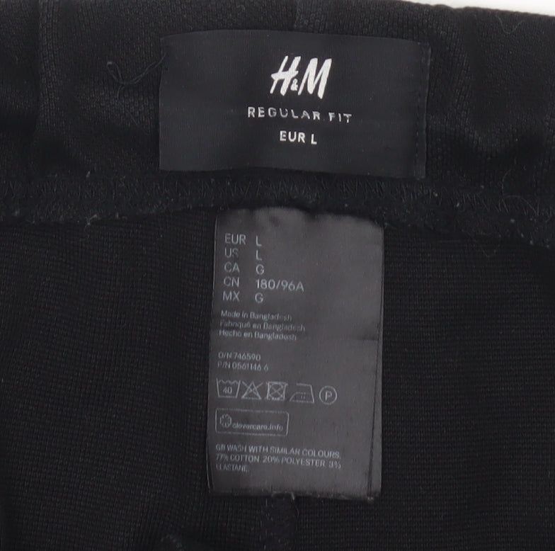 H&M Women’s Black Regular Fit Elastic Waist Trousers L