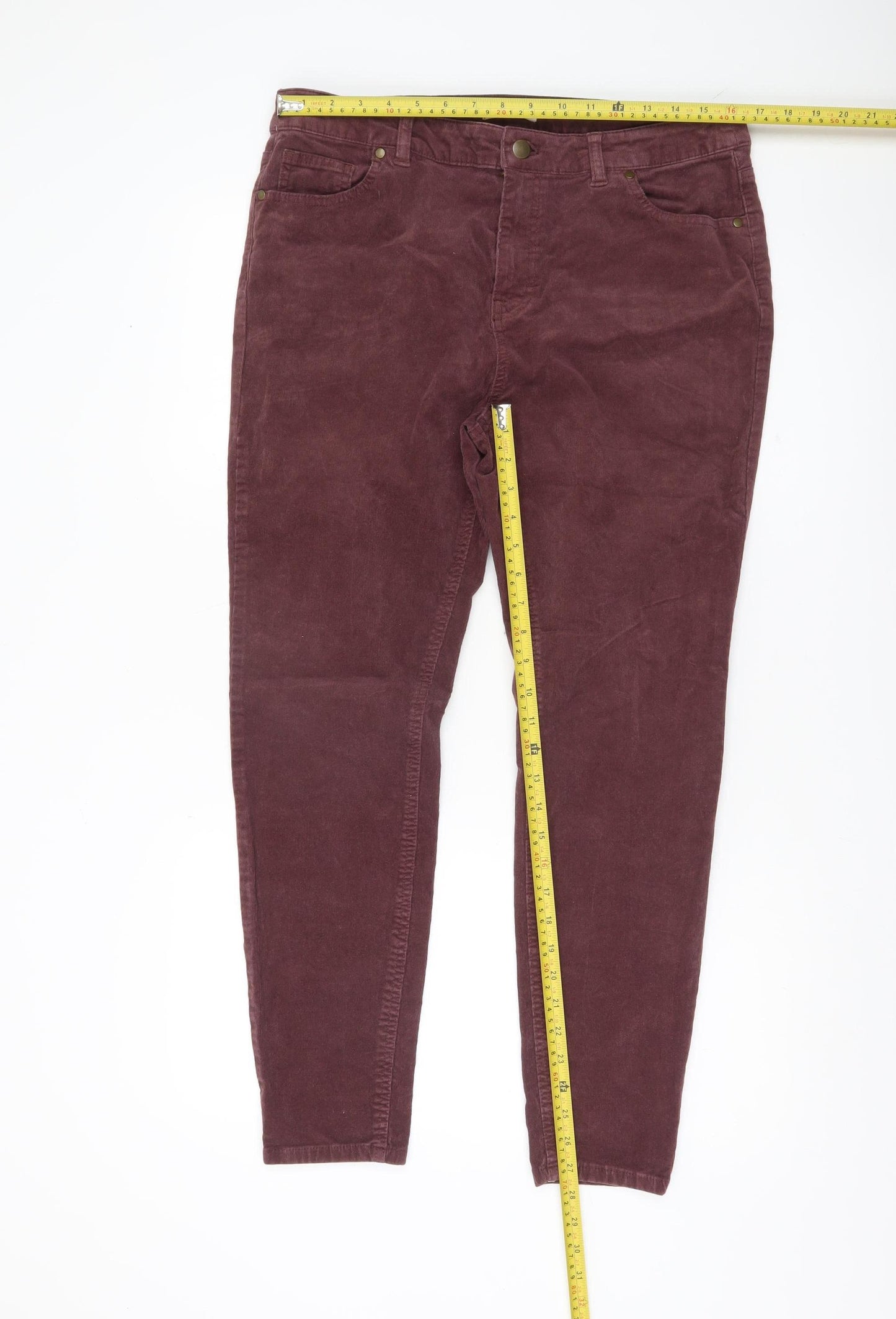 Tu Womens Purple Corduroy Slim Trousers Size 14