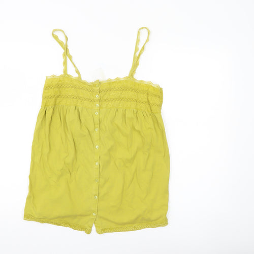 Next Womens Yellow Cotton Camisole Tank Top UK 12 Sleeveless