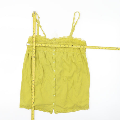 Next Womens Yellow Cotton Camisole Tank Top UK 12 Sleeveless