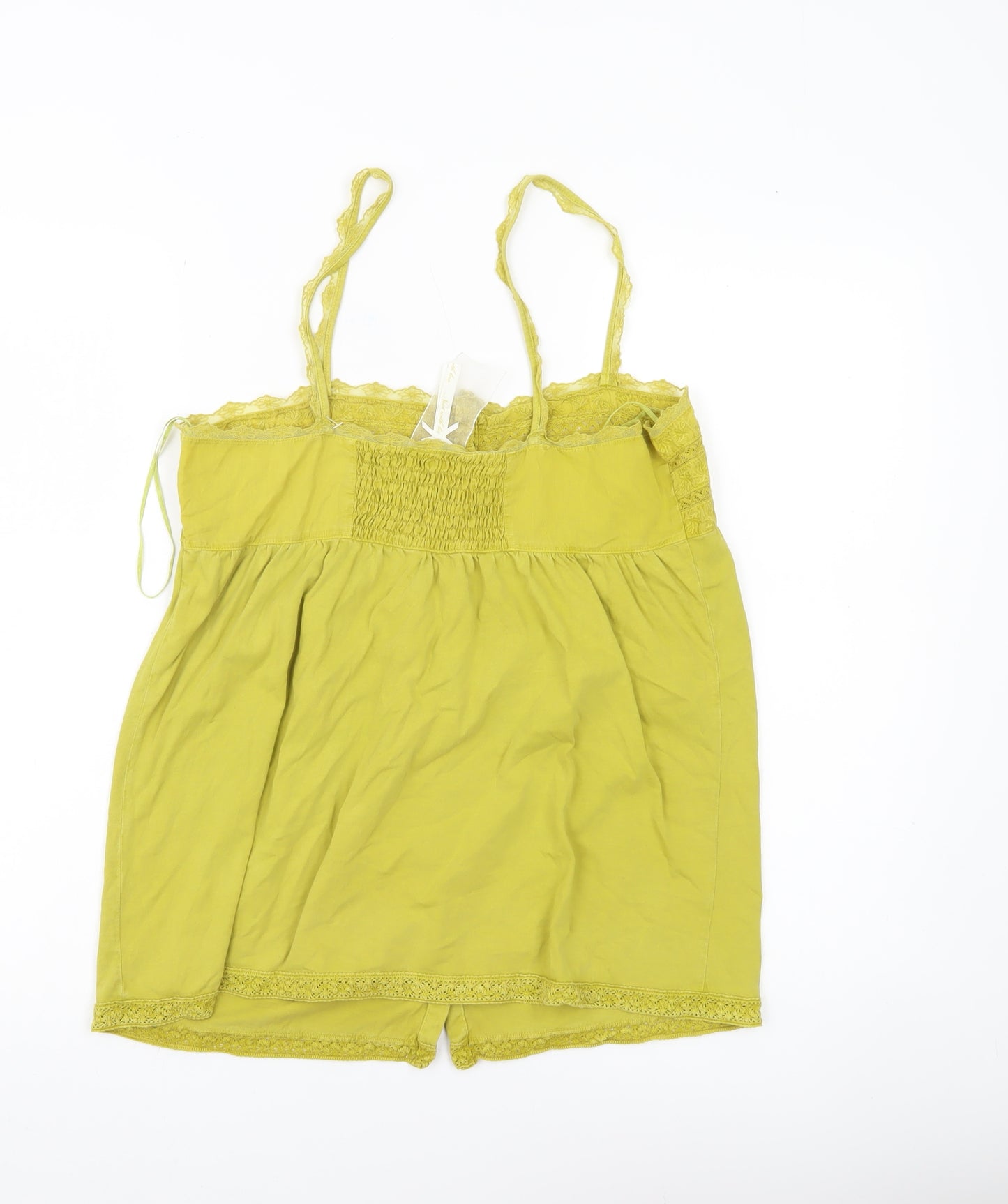 Next Womens Yellow Cotton Camisole Tank Top UK 12 Sleeveless