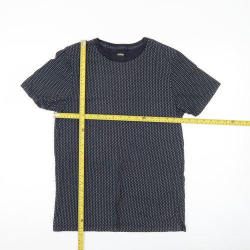 Burton Menswear Men’s Blue Geometric Crew Neck T-Shirt Size S