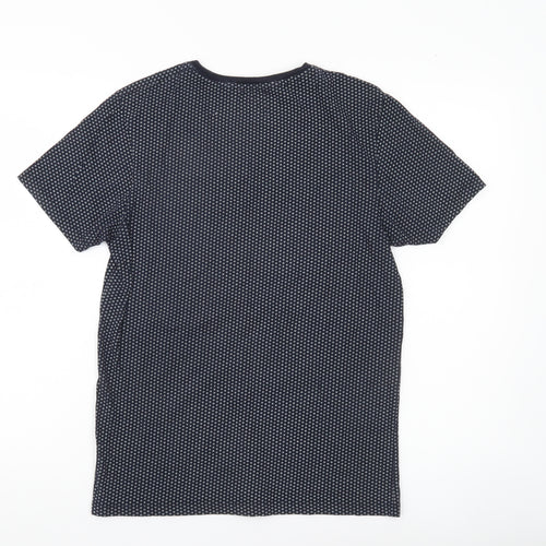 Burton Menswear Men’s Blue Geometric Crew Neck T-Shirt Size S