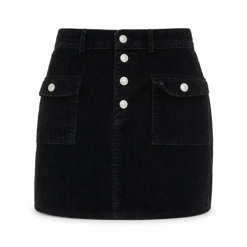 Primark Women’s Black Corduroy Mini Skirt Size 4 with Buttons