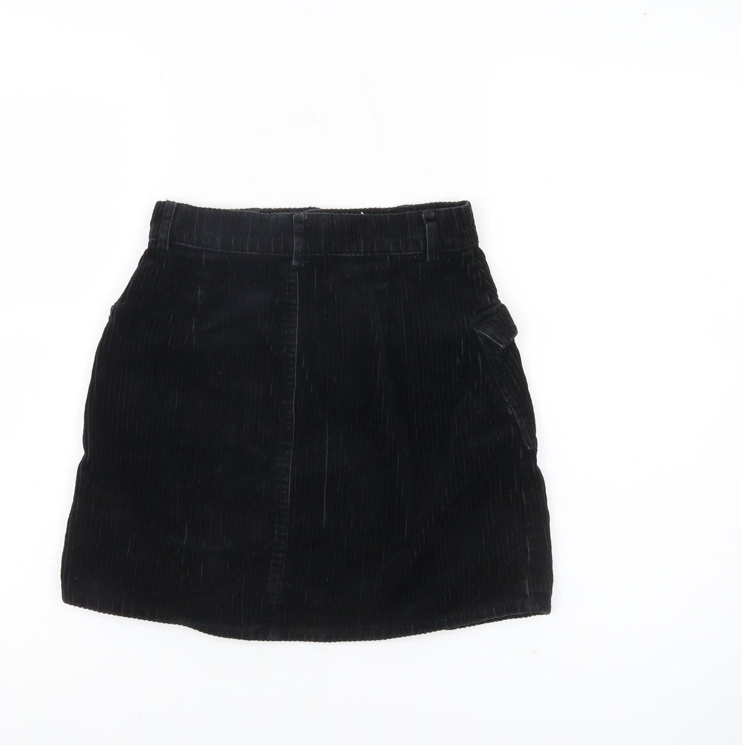 Primark Women’s Black Corduroy Mini Skirt Size 4 with Buttons