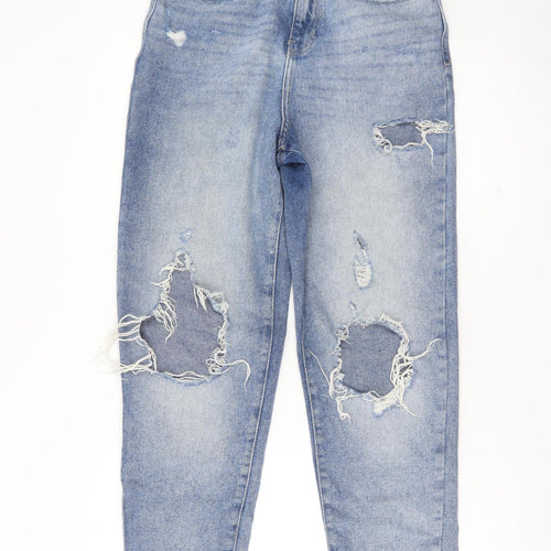 Urban Bliss Womens Blue Distressed Mom Jeans Size 8 High Rise